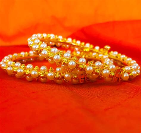 GOLDEN & PEARL BEADS BANGLES – Sonchafa