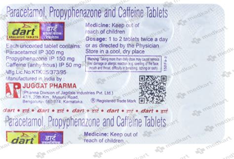 DART TABLET 15'S, Price, Composition & Generic Alternatives - Medkart