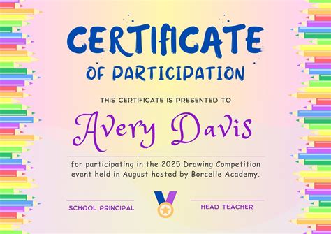 Participation Certificate For Kids Free Certificate Of Participation