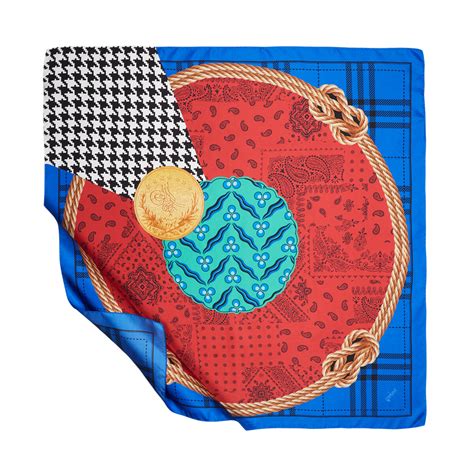 Rope Sax Blue Silk Twill Scarf Model 03 | Ipekevi