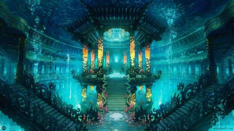 dragon palace // palace of four seasons // lost star odyssey | Fantasy concept art, Fantasy art ...