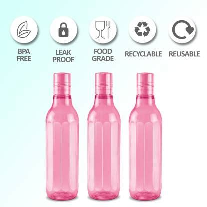 MILTON Prism 1000 Pet Bottle, Set of 3, 1 Ltr Each, Pink 1000 ml Bottle ...