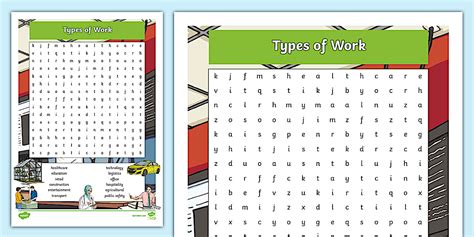Types of Work Word Search (teacher made) - Twinkl