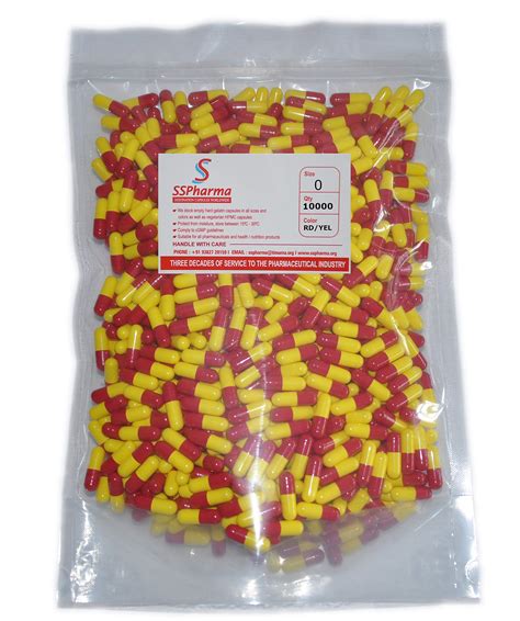 Buy SS Pharma - Empty Gelatin Capsules Size 0 Red/Yellow - 10000 ...