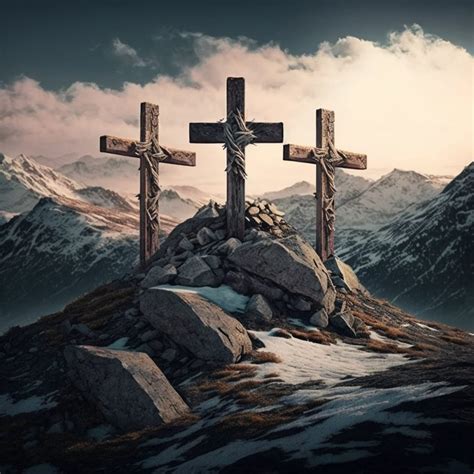 Three Crosses on a Mountain - Etsy