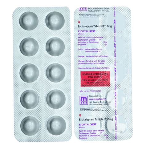 Esciptal 10 Tablet | Uses, Side Effects, Price | Apollo Pharmacy