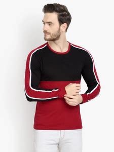 LE BOURGEOIS Colorblock Men Round Neck Maroon, Black T-Shirt - Buy LE ...