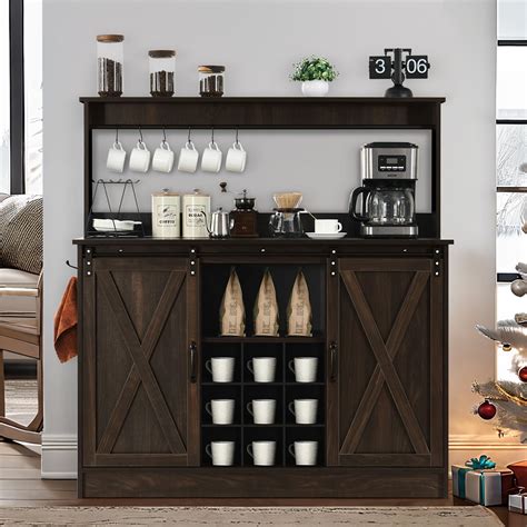 Amazon.com: 4 EVER WINNER Wine Bar Cabinet with LED Light, 47" Home Bar ...