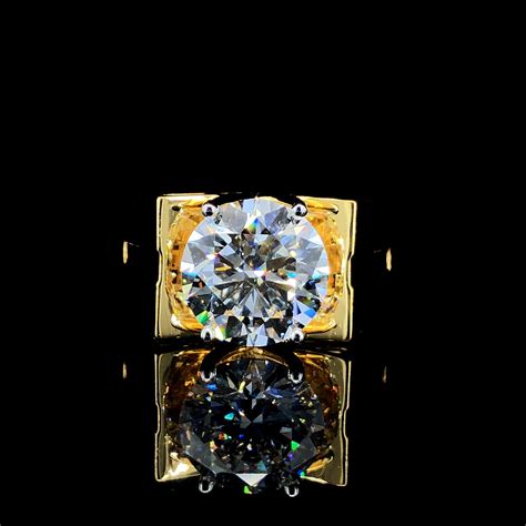 6.02ct Lab Diamond Round Ring in 18K Yellow Gold