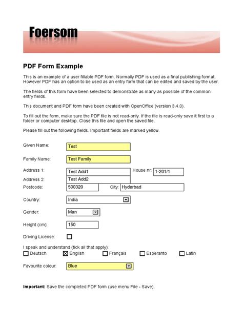 Image result for PDF Form Example