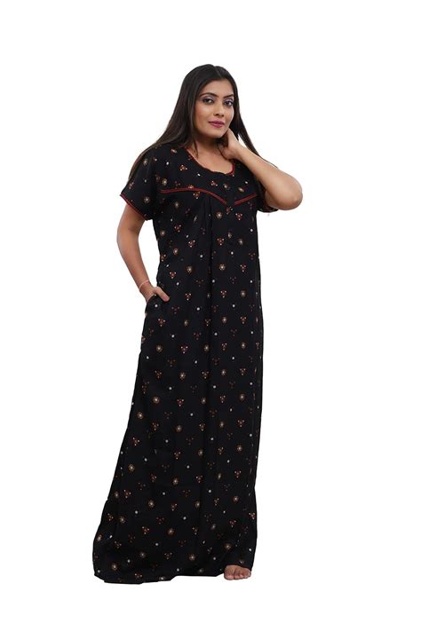 Buy NIGHTFAB Women Alpine Cotton, Rayon, Micro Polyester Maxi Nightgown ...