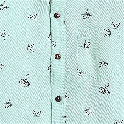 Buy Hopscotch Boys Cotton Sage Printed Full Sleeves Shirt in Green ...