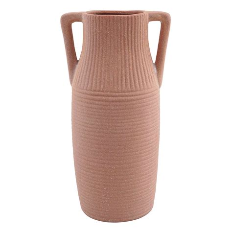 Unglazed Handle Vase, 10"