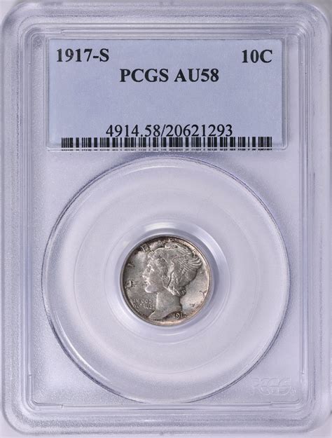 1917-S Mercury Dime PCGS AU-58 (Item 1839738) | GreatCollections Coin ...