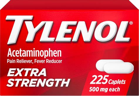 Tylenol Extra Strength Pain Reliever and Fever Reducer Caplets, 500 mg Acetaminophen Pain Relief ...