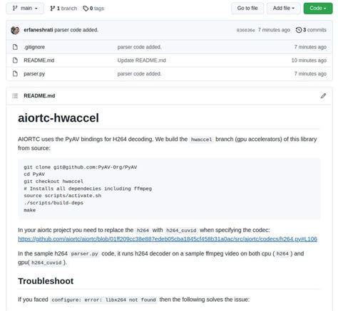 aiortc example with hardware accelerated codec | Freelancer