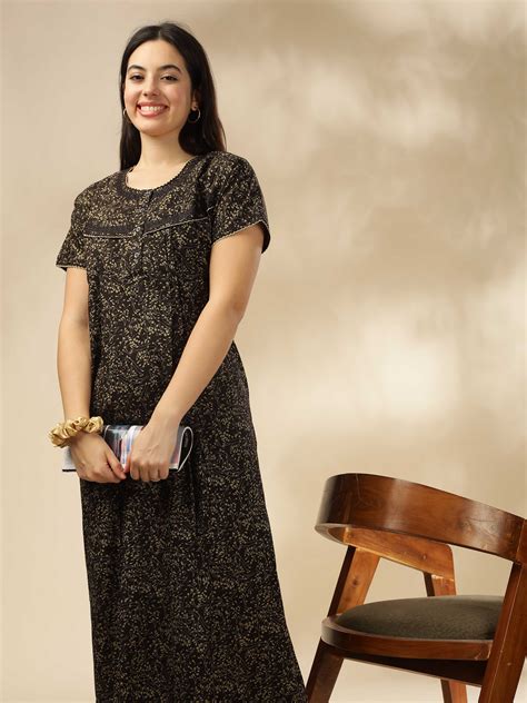 Buy Printed Soft Brown Designer Nighty For Women Online – 9shines label