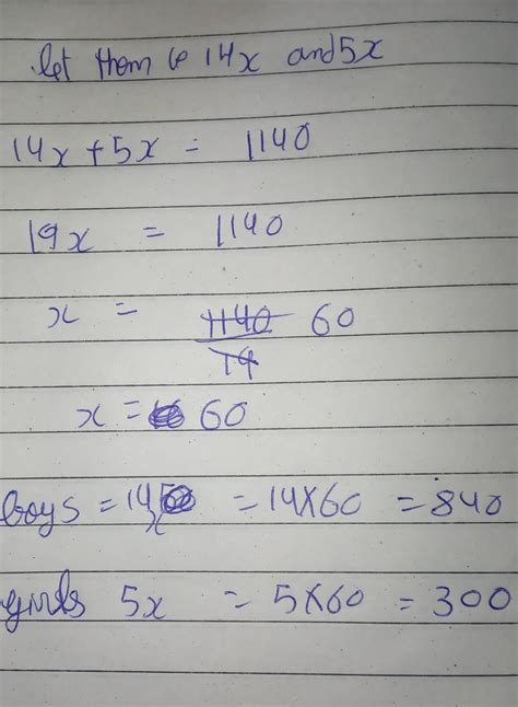 the total number of students in a school is 1140 if the boys and girls ...