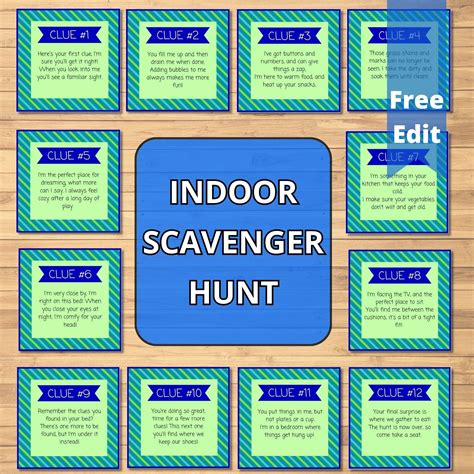 Indoor Scavenger Hunt Printable, Treasure Hunt for Kids, Scavenger Hunt ...