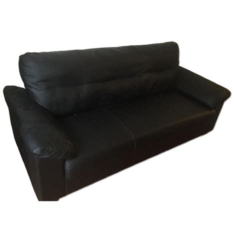Ikea Black Faux Leather Sofa - AptDeco