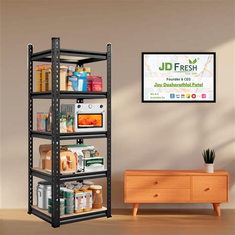 JD FRESH Adjustable 4 Tier Metal Shelf for Storage/Boltless Iron Rack ...