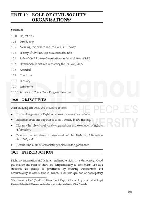 RTI and Civil Society: Role of Organizations in India - Studocu