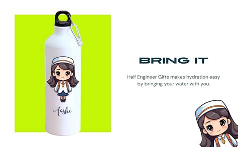 Half Engineer Cute Girl Personalised Name Printed Aluminium 600ml ...