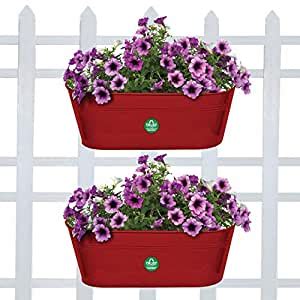 Trust basket set of 2 - oval railing planters - red : Amazon.in: Garden ...