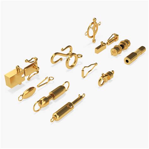 Necklace and Bracelet Clasps Set Gold 3D Model $44 - .3ds .blend .c4d ...
