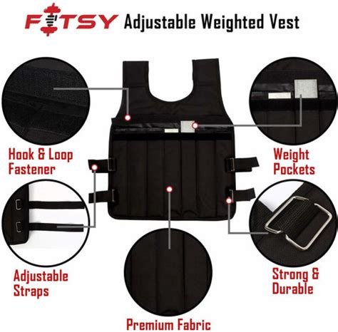 FITSY Adjustable 10 KG Weighted Vest for Men, Women Black Weight Vest ...
