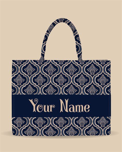 Customized Tote Bag Designed With Traditional Flower Brunch Style ...