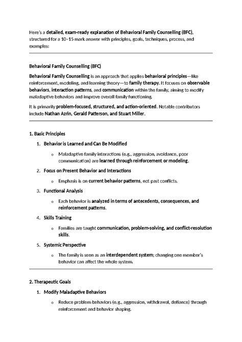 Unit 4 Counseling: Behavioral Family Counseling (BFC) Overview and ...