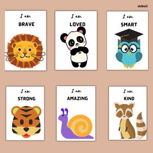 Inspiring Kids’ Affirmation Wall Art – Set of 6 Motivational Posters ...