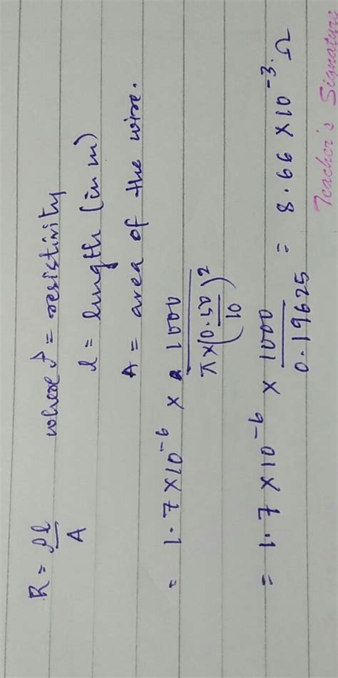 calculate the resistance of a copper wire 1 km long and 0.50mm diameter ...