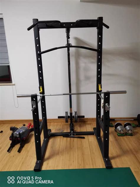 Home Gym Multi-Functional Half Rack Lat Pulldown Pulley Cable System ...