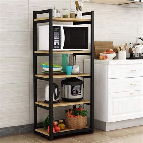 Microwave Oven Stand, Black & Beige - 5 Tier | Dsignlab