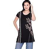 Buy Plush Women's Cotton Printed Long Regular Fit Round Neck Top/T ...
