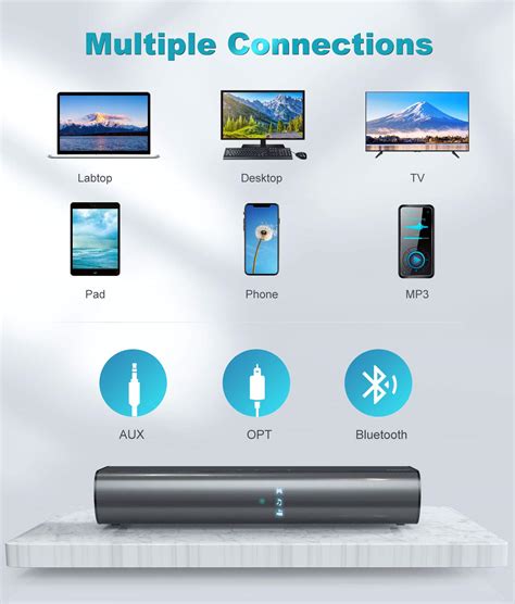 Soundbar, KMOUK Sound Bar for Small TV, Bluetooth 5.0, Mini Sound bar ...