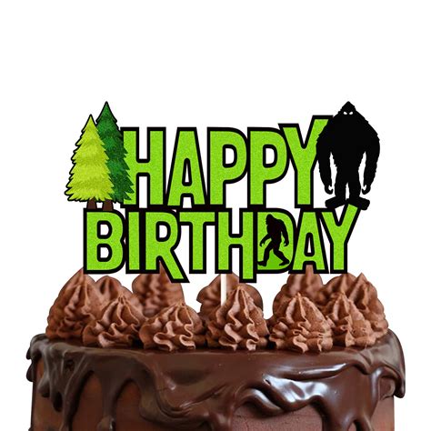 Buy Green Glitter Bigfoot Happy Birthday Cake Topper,Bigfoot Crossing ...