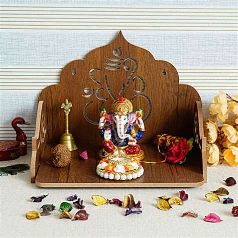 Buy eCraftIndia Ganesha Design Laminated Wood Pooja Temple/Mandir ...
