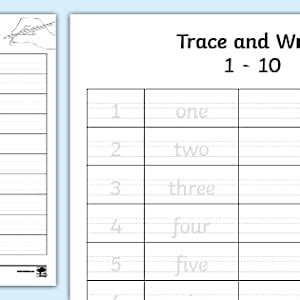 1-10 in Words Trace and Write Worksheet