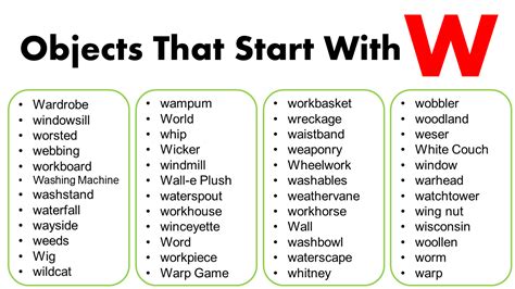 Objects That Start With W - GrammarVocab