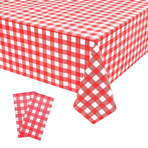 Amazon.com: 2 Pack Red Gingham Tablecloth Decorations, Red and White ...