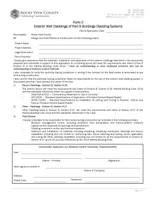 Fillable Online EMAIL Form C Exterior Wall Claddings of Part 9 ...