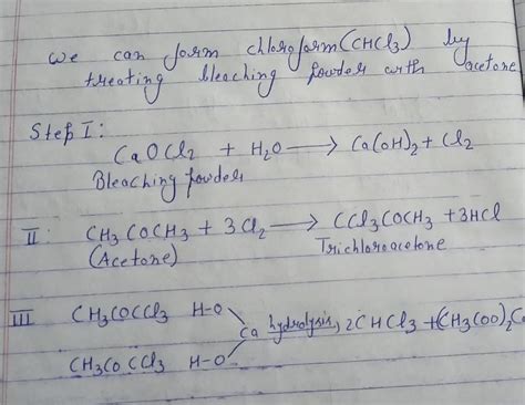 How to get CHCl3 from CH3COCH3 ? - Brainly.in