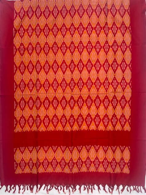 Pochampally Ikkat Cotton Duppata In Yellow & Brown Colour – Ikkat Time