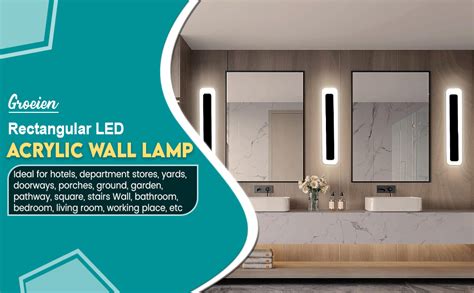 Groeien 15 Watts Rectangular LED Acrylic Wall Lamp Mirror Bathroom ...