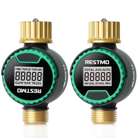 Buy [2 Pack] RESTMO Water Flow Meter with 360° Rotatable Control Panel ...