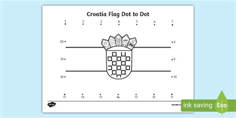 Croatia Flag Dot to Dot Worksheet