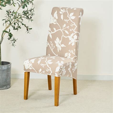 PolySpandex 140gsm High Back Dining Chair Cover Set of 1/2/4/6, Buff B ...